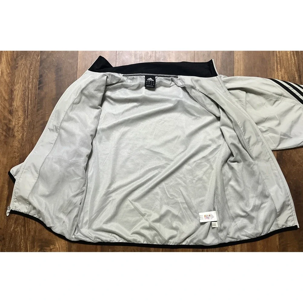 Adidas Originals Track Jacket Mesh Lined Mens L Gray 3 Stripe AGC002 Y2K Vintage